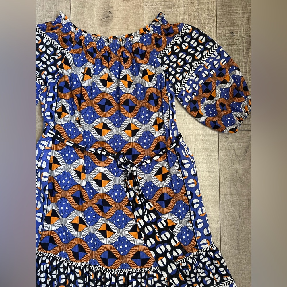 Anthropologie Abstract Flounced Off-The-Shoulder Patterned Maxi Dress - Picture 6 of 15
